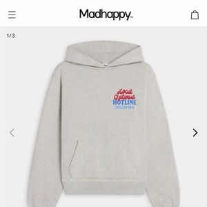 Madhappy Light Gray Hoodie with Red and Blue Text